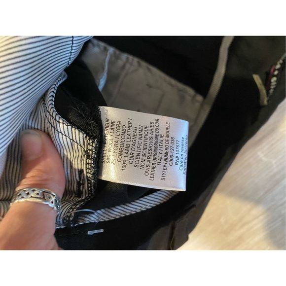 Alice + Olivia Andrew Skinny Pant Black Wool Leather Trim Pants, Sz 10, MP $395 - Picture 8 of 10